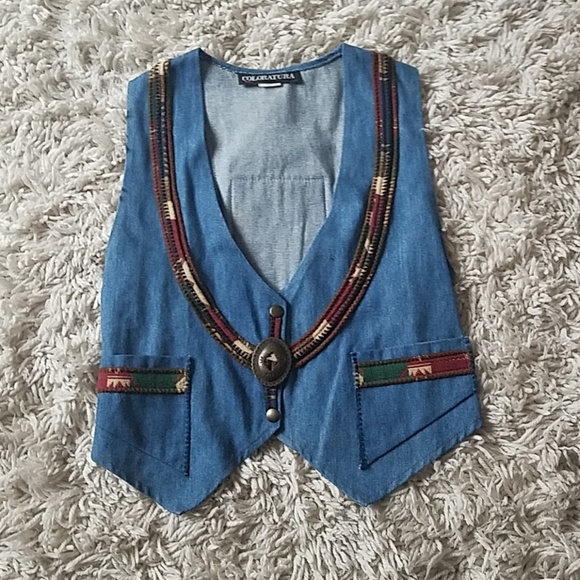 The coolest denim vest ever...VINTAGE - Picture 3 of 12